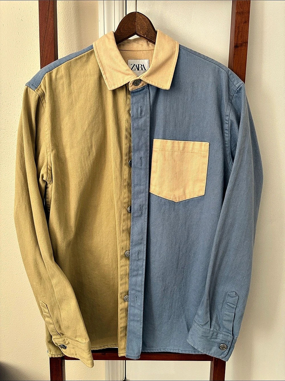 Zara Color Block Button Down Shirt Size Medium